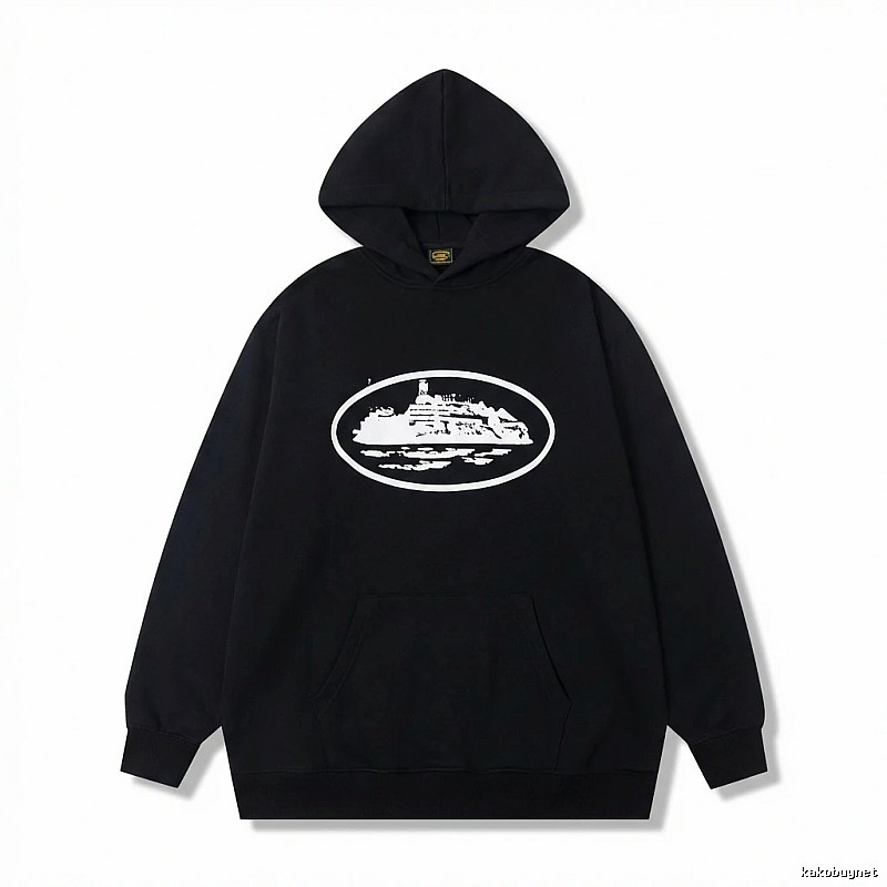 Corteiz black minimalist style hoodie