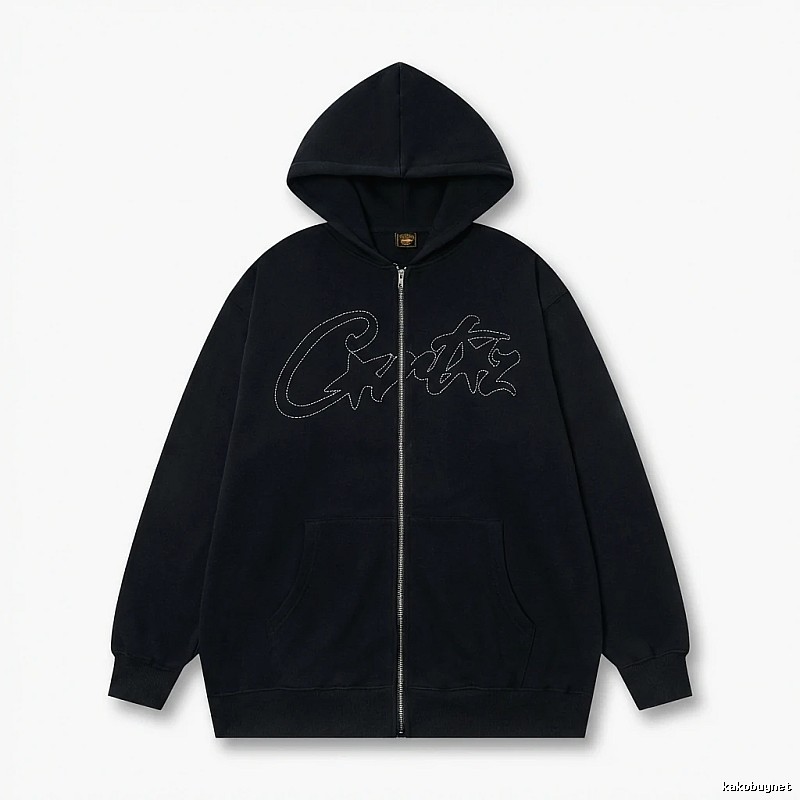 Corteiz minimalist style black hoodie