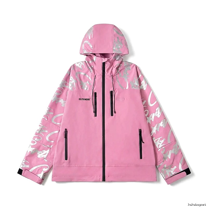 Corteiz Printed Trendy Pink Coat