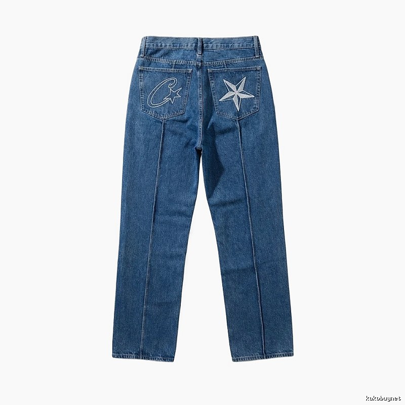 Corteiz Star Embroidery Denim Blue Jeans