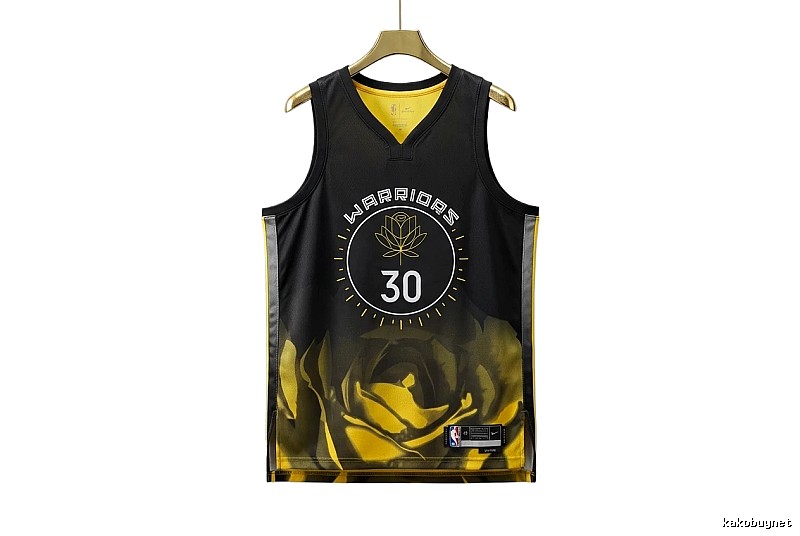 Curry Warriors black and yellow trendy brand jersey