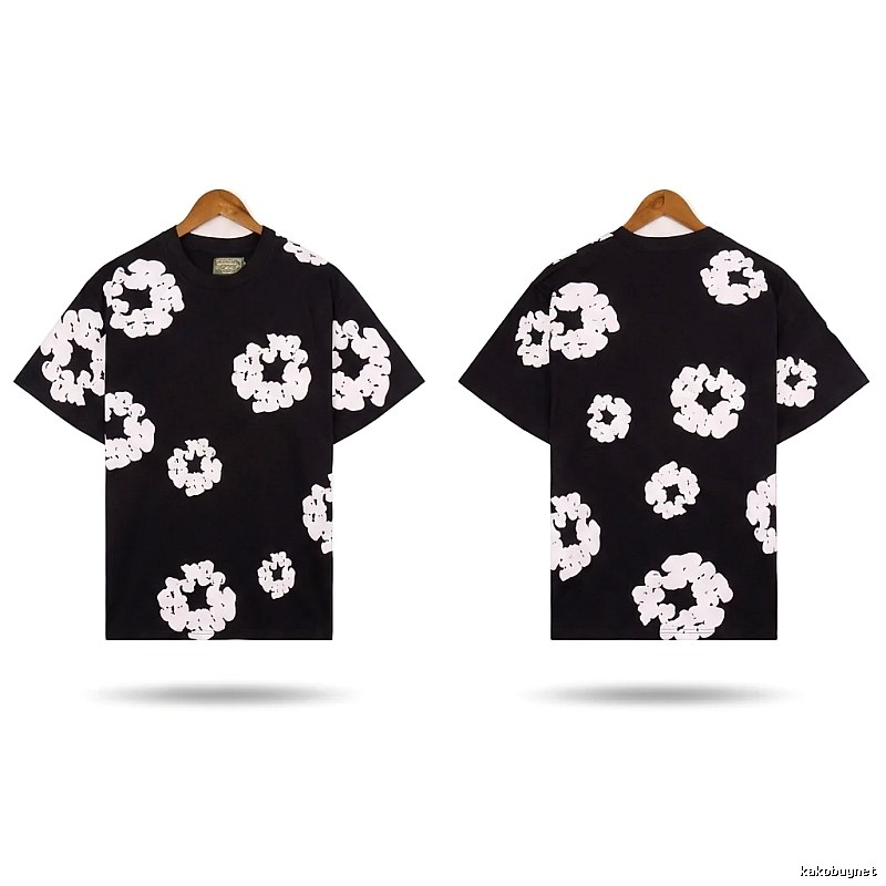 DENIM TEARS Black and White Retro Short-sleeve Shirt