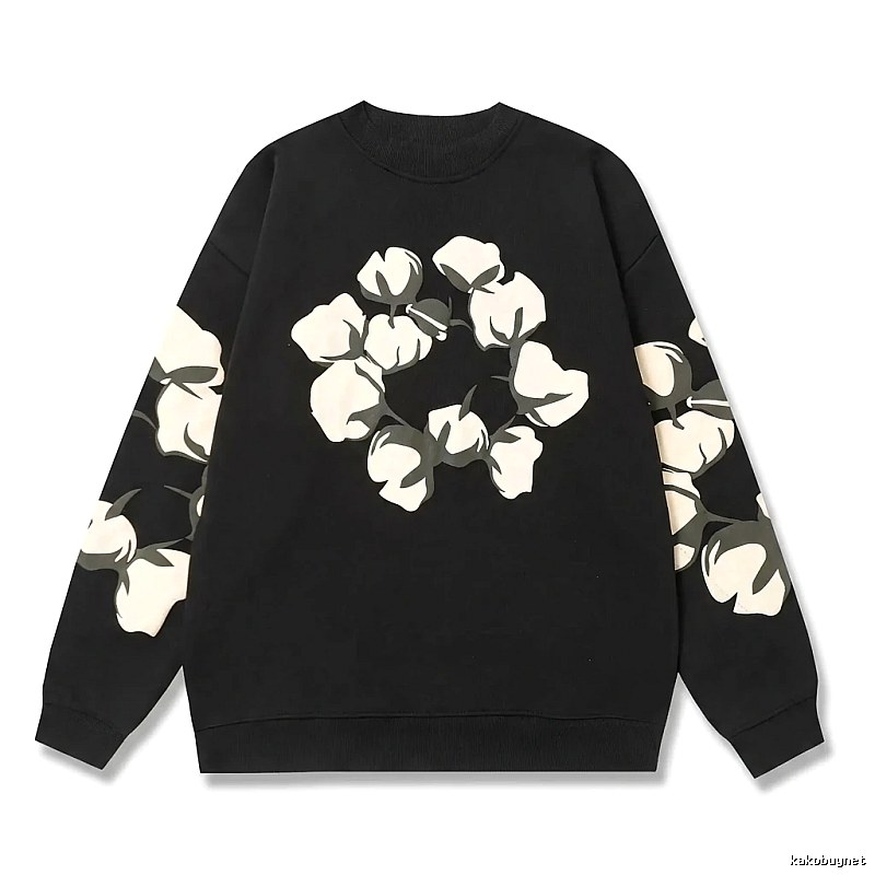 DENIM TEARS Cotton Printed Black Sweatshirt