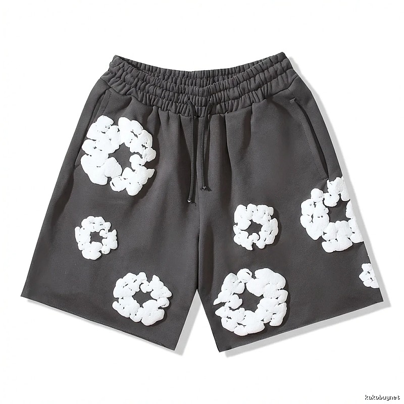 DENIM TEARS Flower Style Black Shorts
