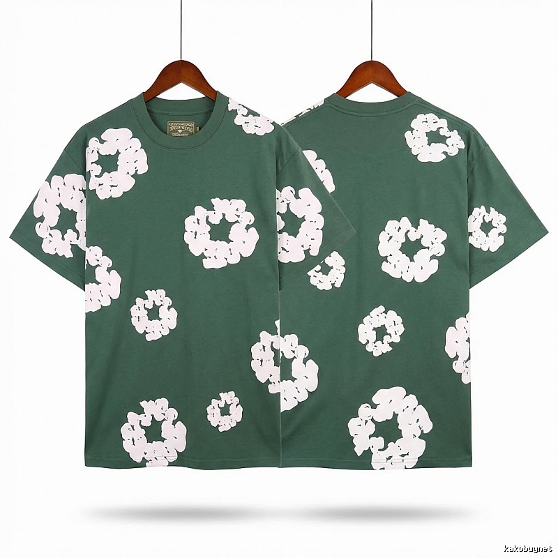 DENIM TEARS retro-style green short-sleeve
