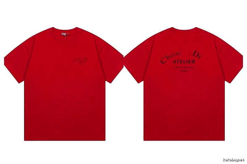 Dior Atelier Minimalist Style True Red Short-sleeve T-shirt