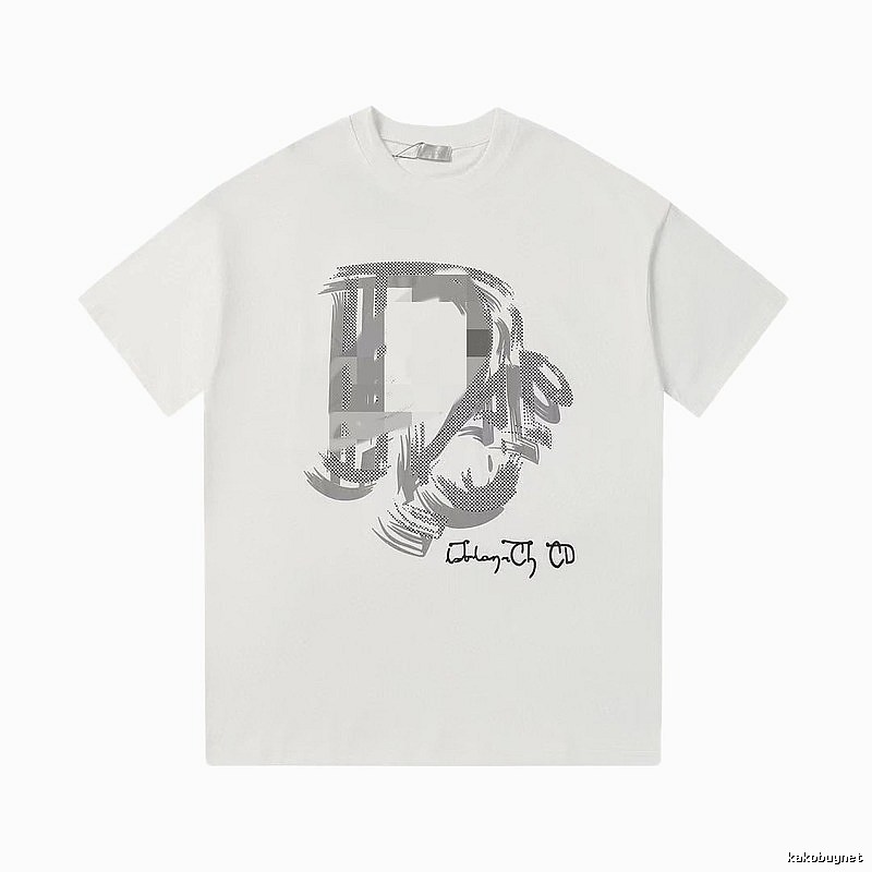 Dior Graffiti Collection Trendy & Cool Style White Short-sleeve T-shirt