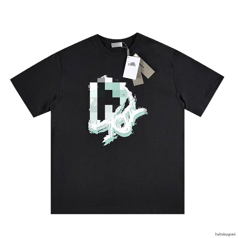 Dior Graffiti Cool & Trendy Style Black Short-sleeve T-shirt