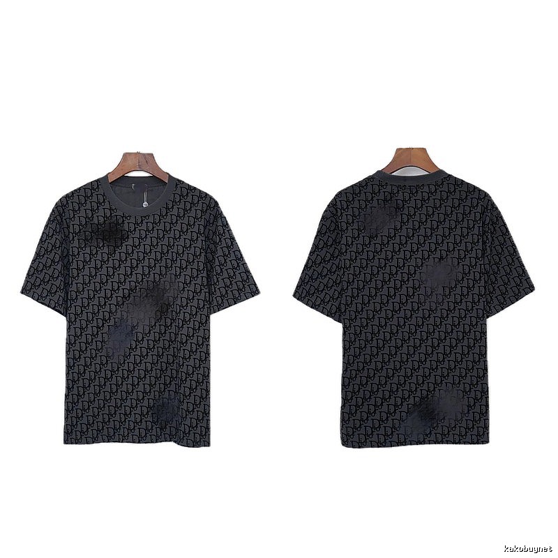 Dior Oblique Streetwear Collection Dark Grey Short-sleeve T-Shirt