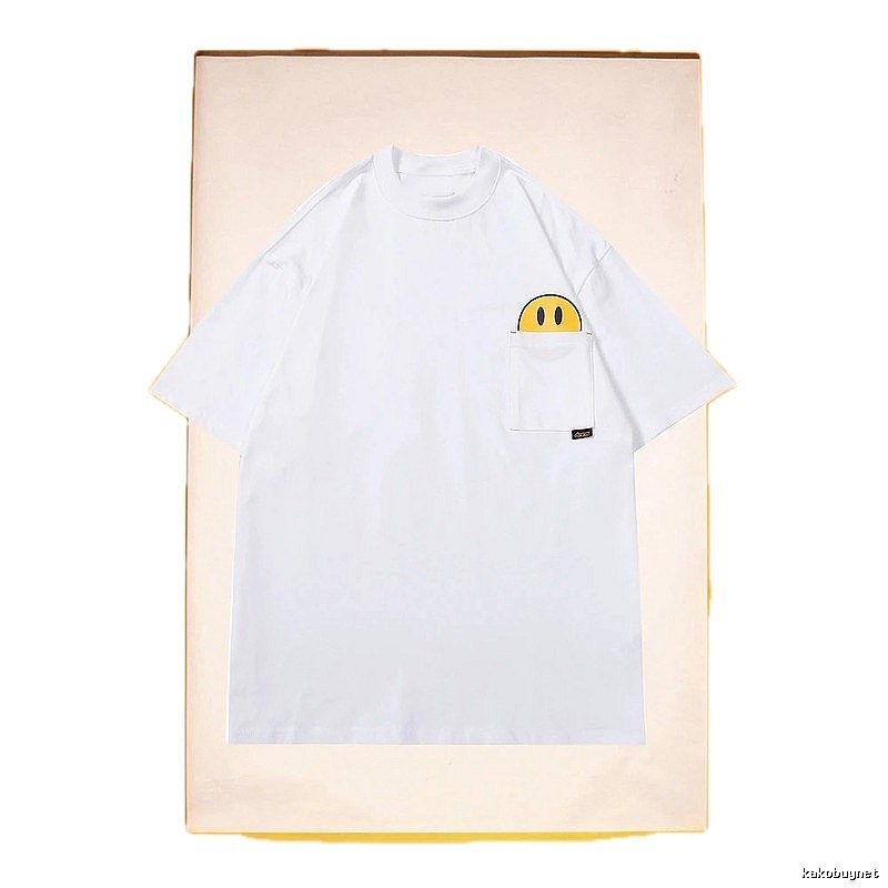 DREW Smiley Face Pocket Street Style White T-Shirt