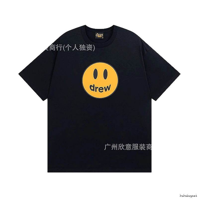 DREW Smiley Street Style Black Short-sleeve T-shirt