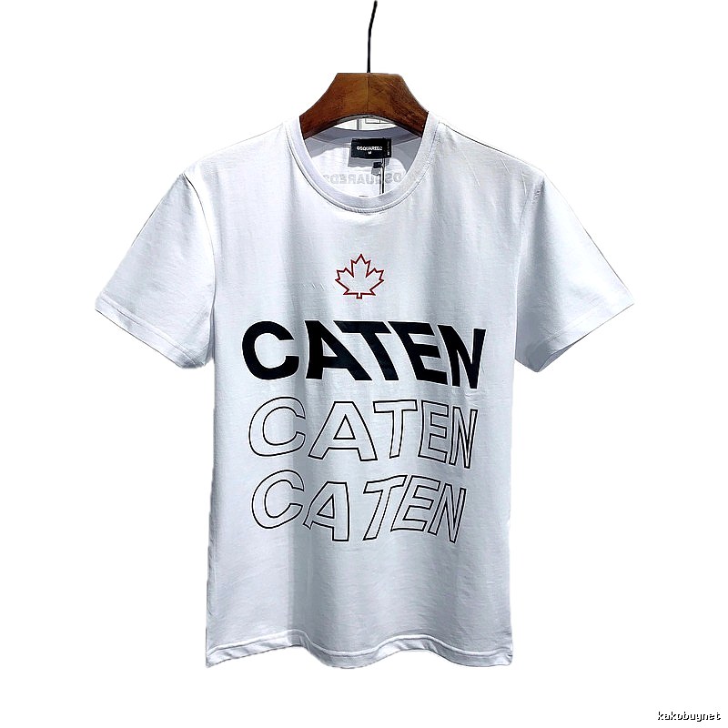 DSQ CATEN Letter Print Trendy Brand White Short Sleeve T-Shirt