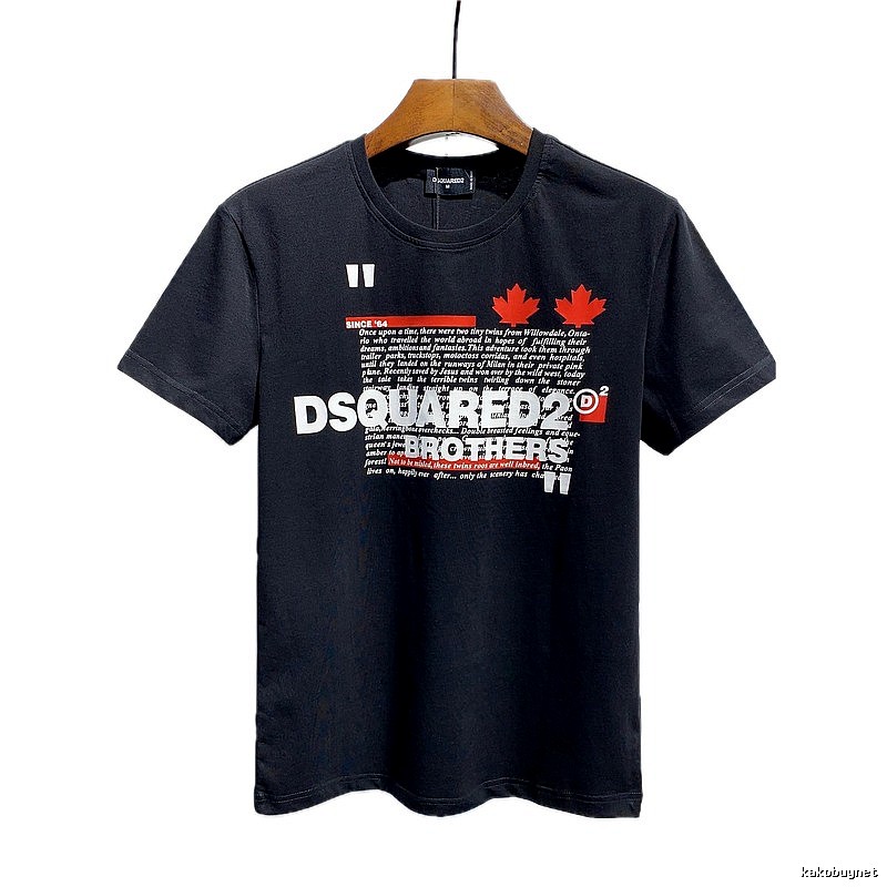DSQUARED2 Maple Leaf Print Streetwear Black T-Shirt