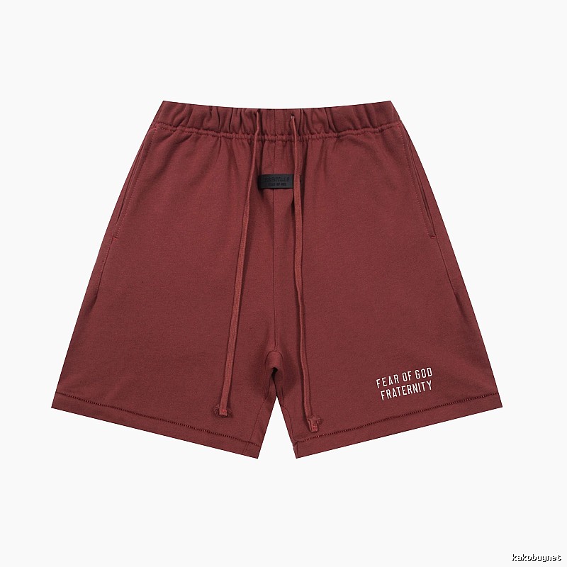 ESSENTIALS minimalist style wine red shorts