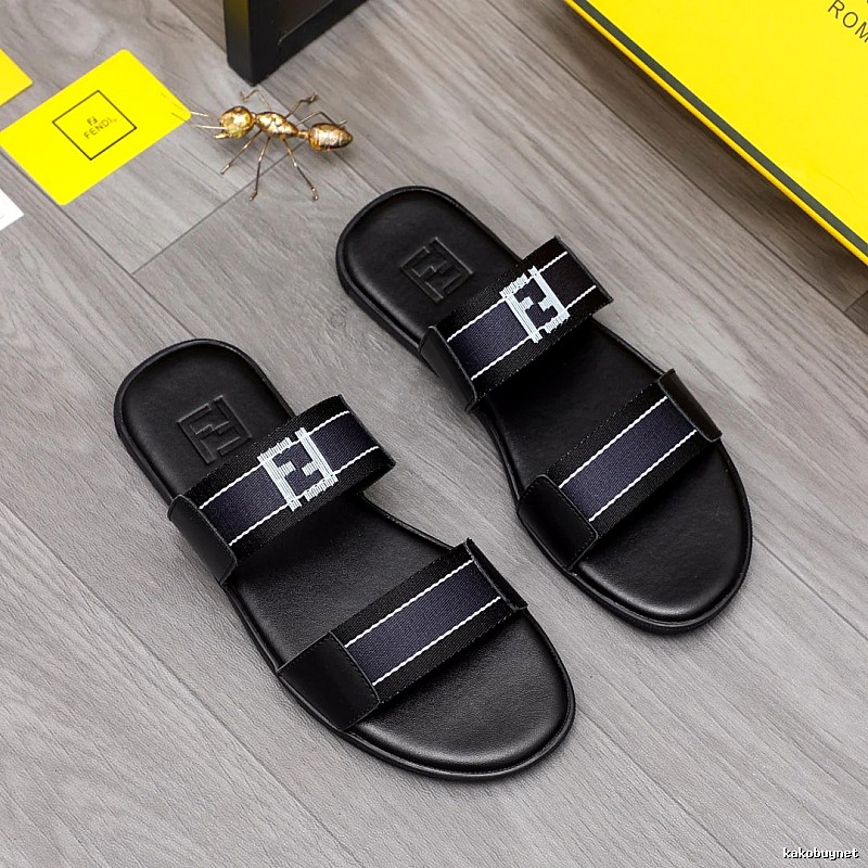 Fendi FF Collection Streetwear Style Black Slides