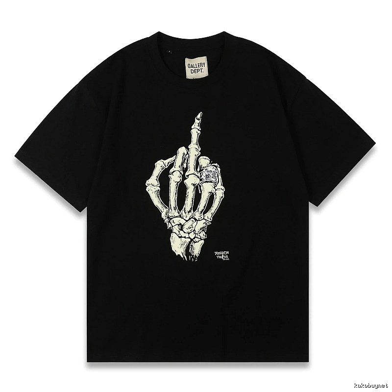 Gallery Dept Skull Print Trendy Cool Black T-shirt