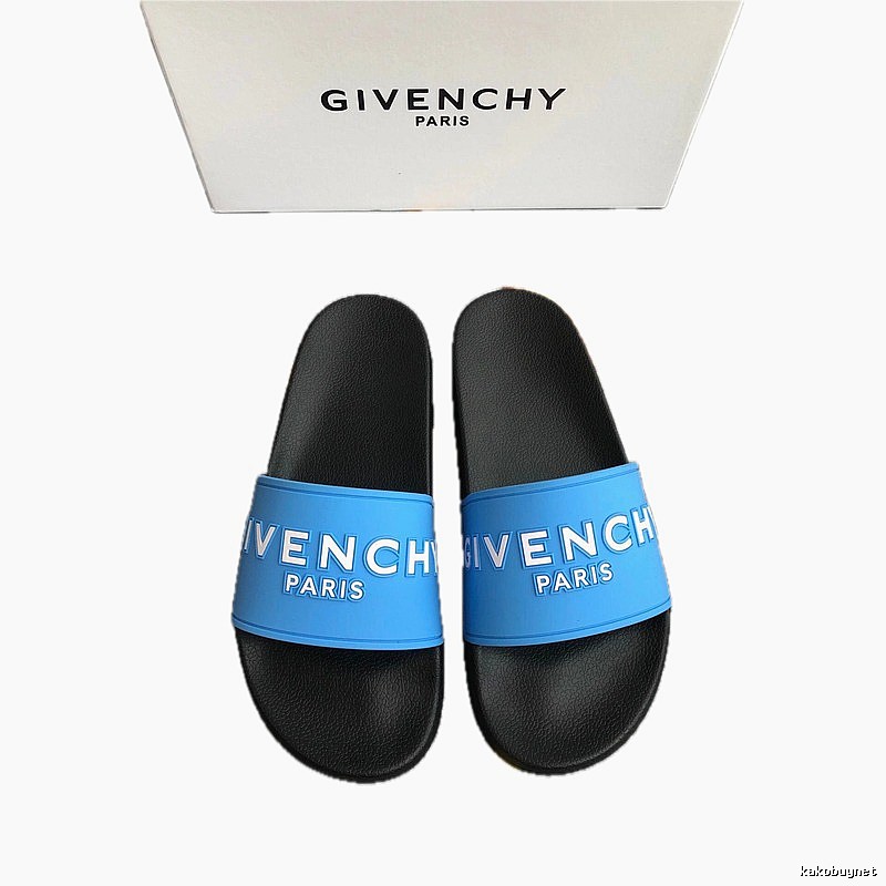 Givenchy Letter Print Streetwear Style Blue and Black Slides