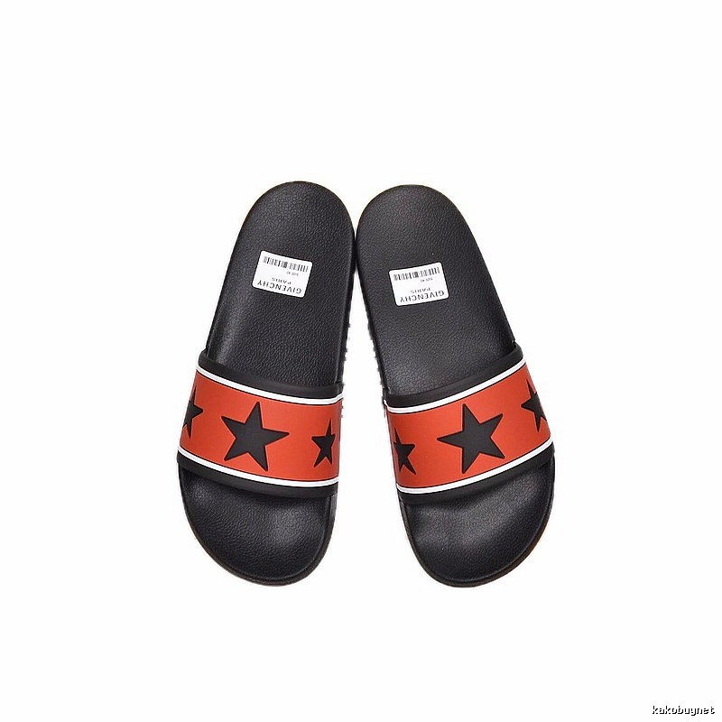 Givenchy Trendy Star Print Orange and Black Slide Sandals