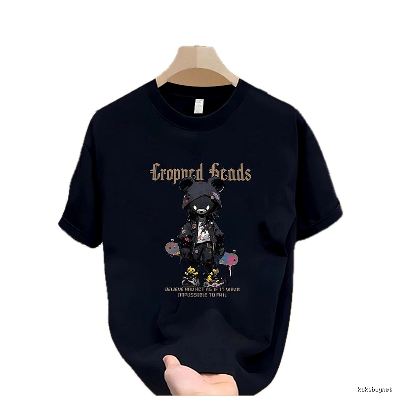 Gloomy Bear Streetwear Street-style Navy Blue Short-sleeve T-shirt