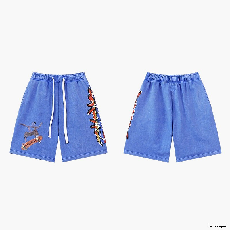 Godspeed Skate Print Street Style Blue Shorts