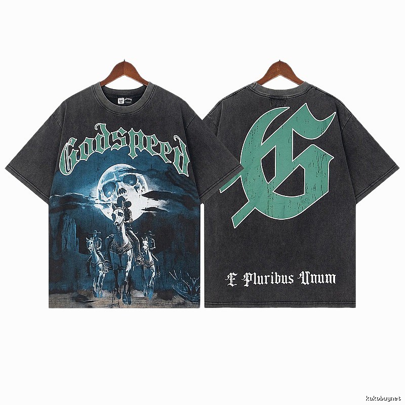 Godspeed Skeleton Knight Vintage Distressed Black T-Shirt
