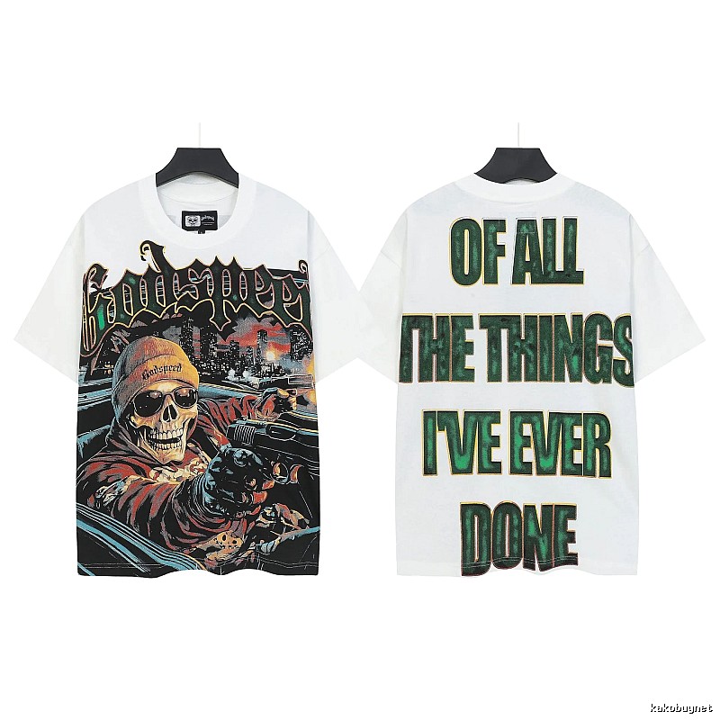 Godspeed Skull Print Street Style White T-shirt