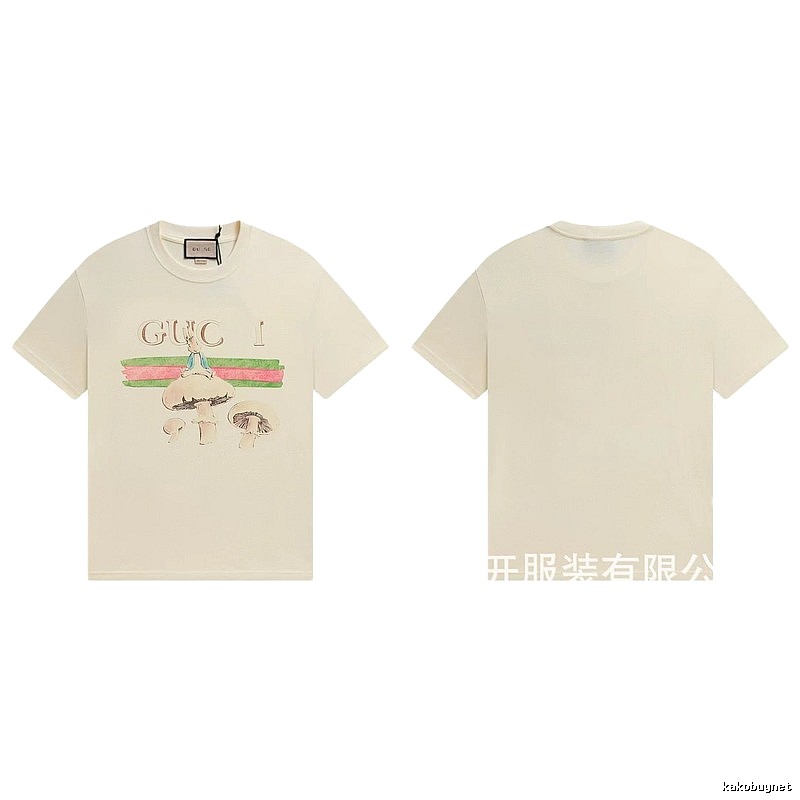 Gucci Co-branded Retro Style Off-white Printed T-Shirt