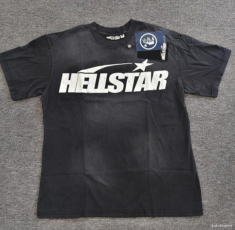 Hellstar Classic Logo Street Style Distressed Black T-Shirt