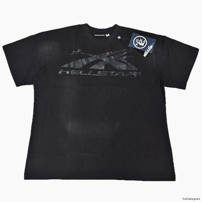 Hellstar Distressed Print High Street Style Black T-Shirt