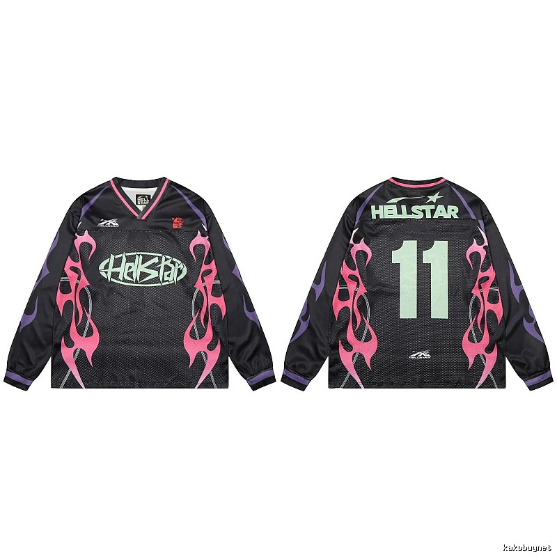 Hellstar Flame Street Style Black and Pink Jersey