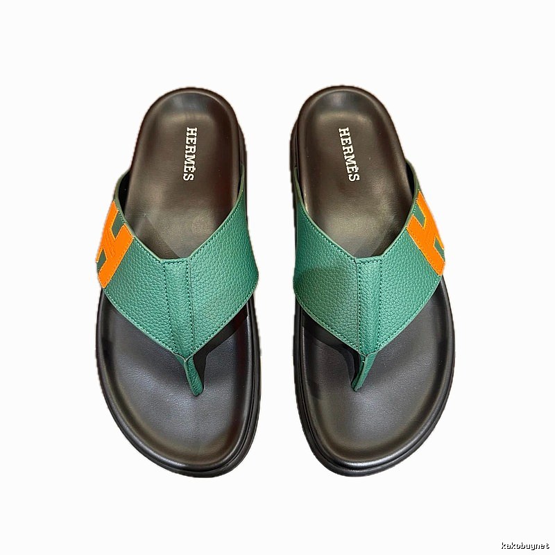 Hermès H Series Casual Style Green Flip-flops