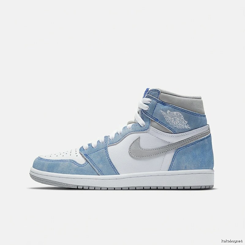 Jordan AJ1 High-Top Blue and White Sports Shoes