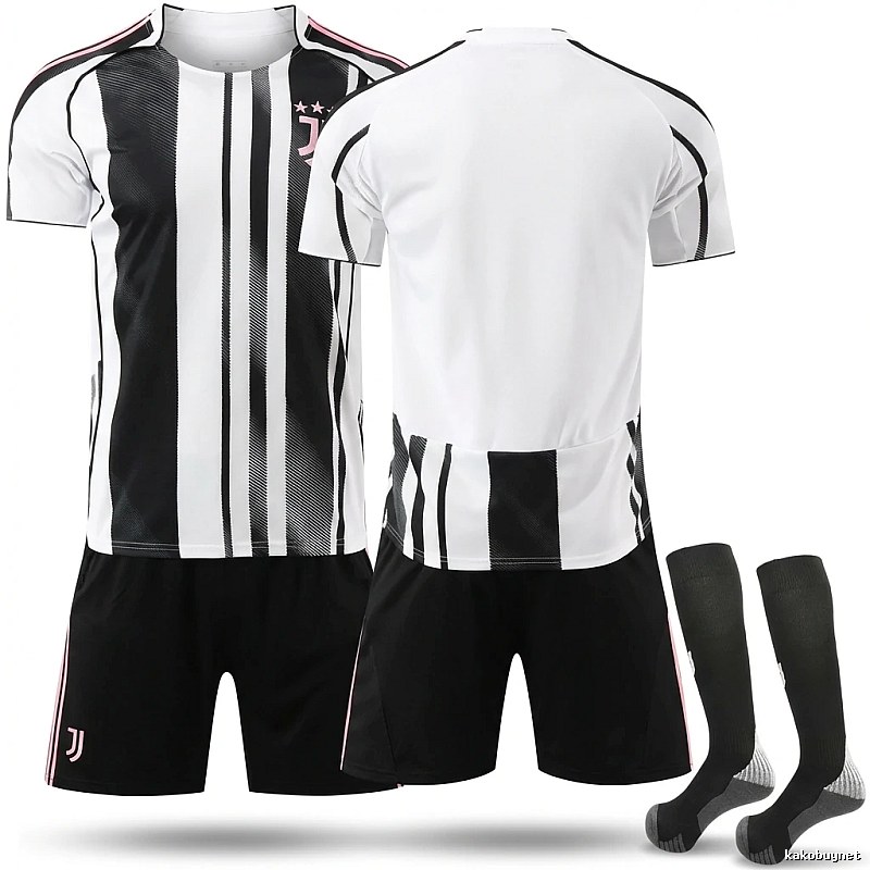Juventus black and white striped football jerseys