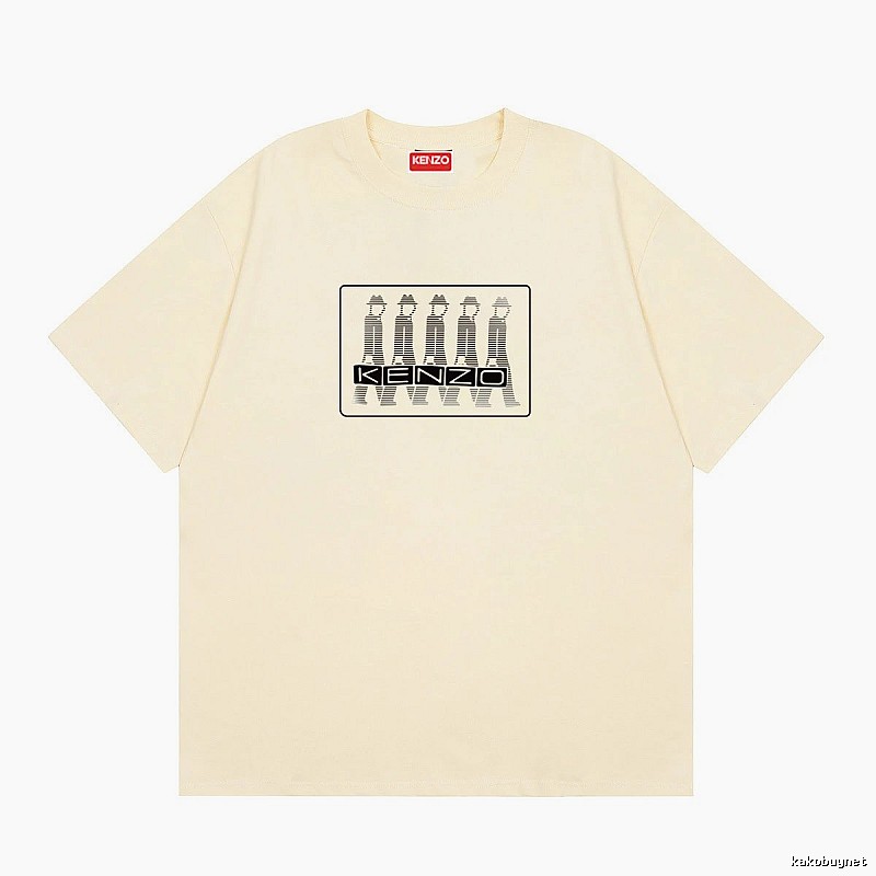 KENZO Character Print Casual Style Beige T-shirt