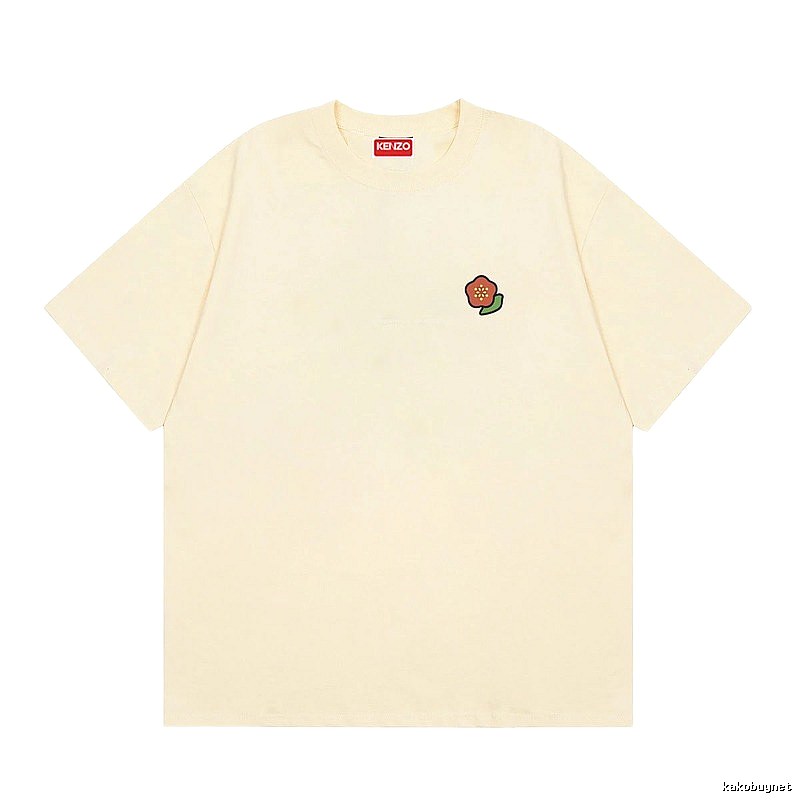 KENZO Embroidered Little Flower Casual Style Off-white T-shirt