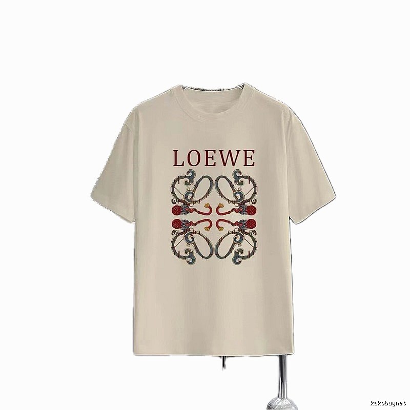 LOEWE Vintage Style Dragon Print Beige Short-sleeve T-shirt