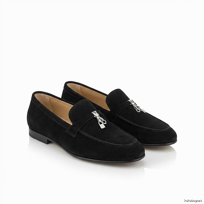 Loro Piana business-style black leather shoes