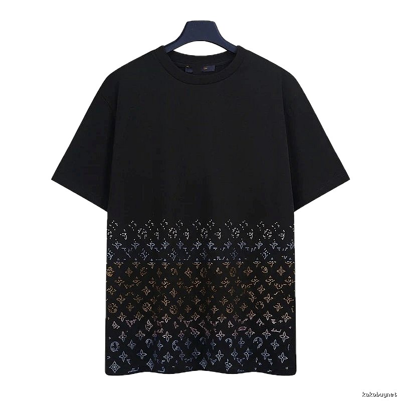 Louis Vuitton Gradient Monogram Street-style Black T-Shirt