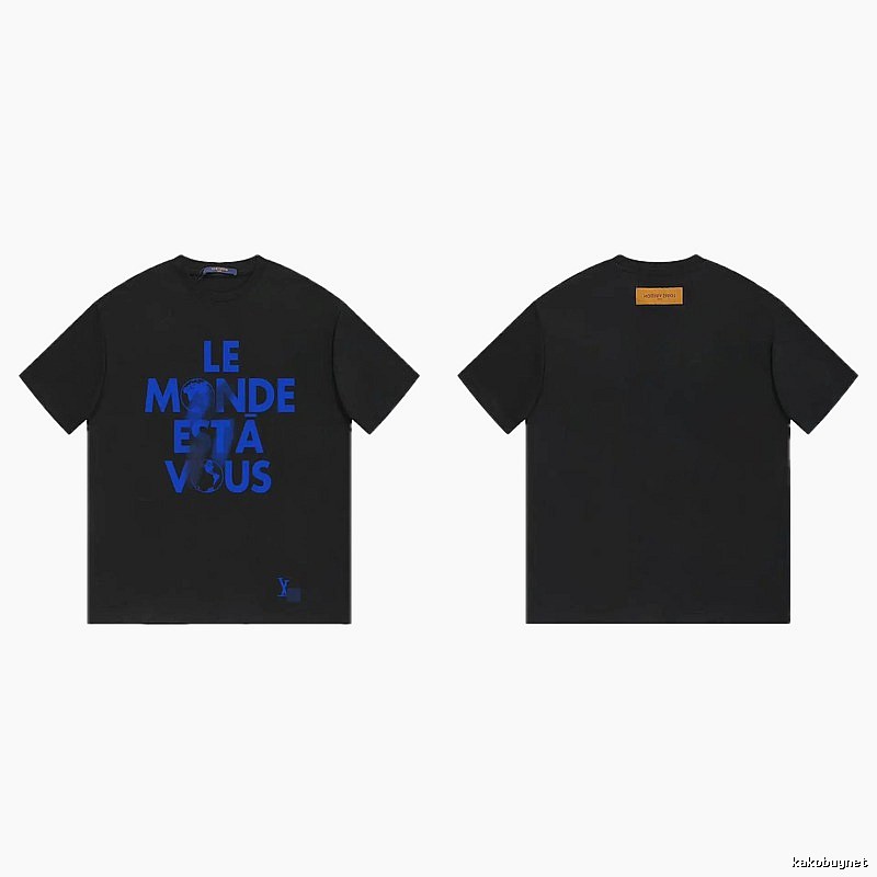 Louis Vuitton Letter Print Trendy Cool Black T-Shirt