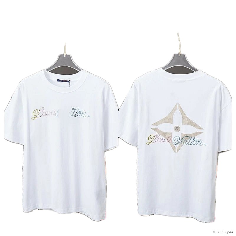 Louis Vuitton Monogram Hot-Fix Rhinestone Trendy White T-Shirt