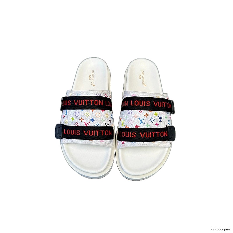 Louis Vuitton Multicolore Monogram Trendy White Slide Sandals