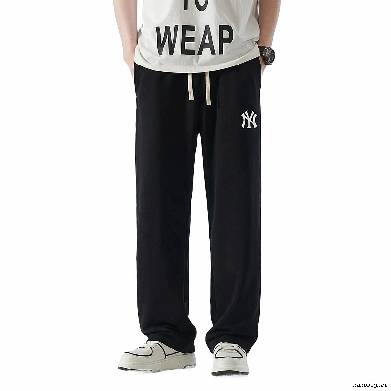 MLB fleece-lined and thickened casual black pants