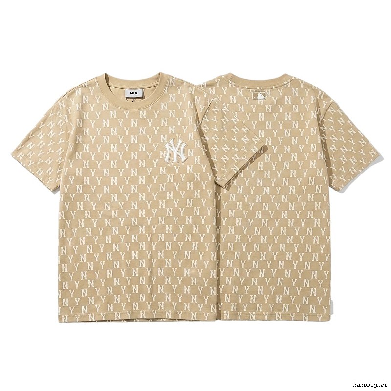 MLB Full Print Fashion Khaki Short-sleeve Shirt