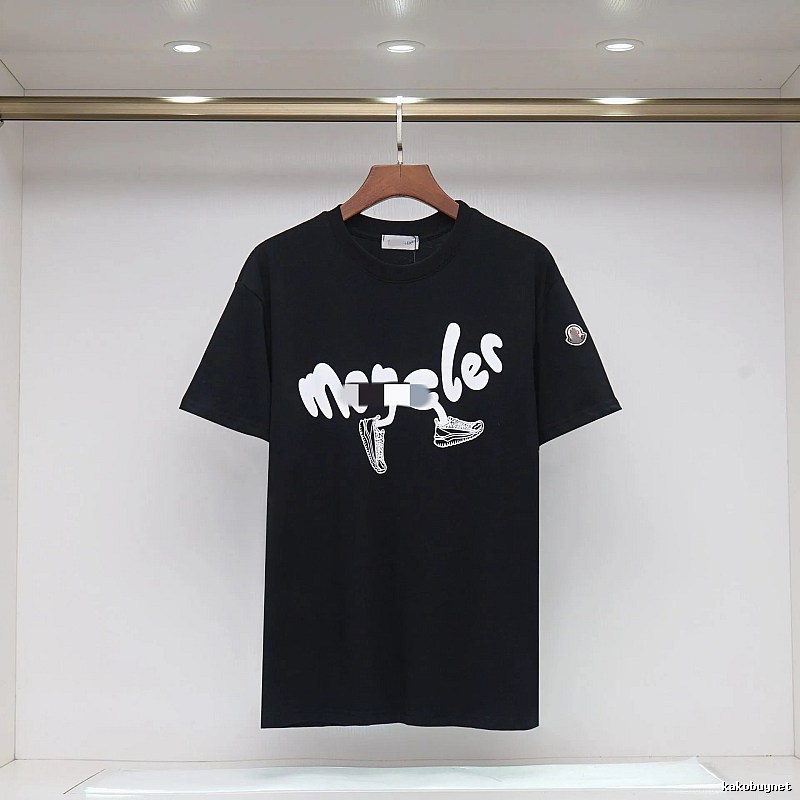 Moncler Casual Printed Black Short Sleeve T-Shirt
