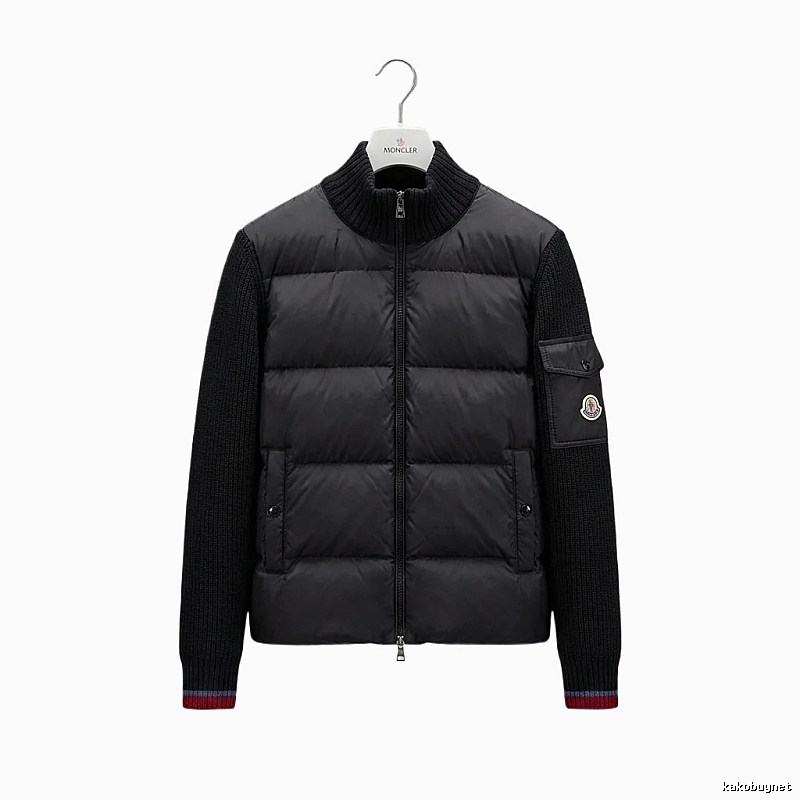 Moncler knitted and spliced black down jacket