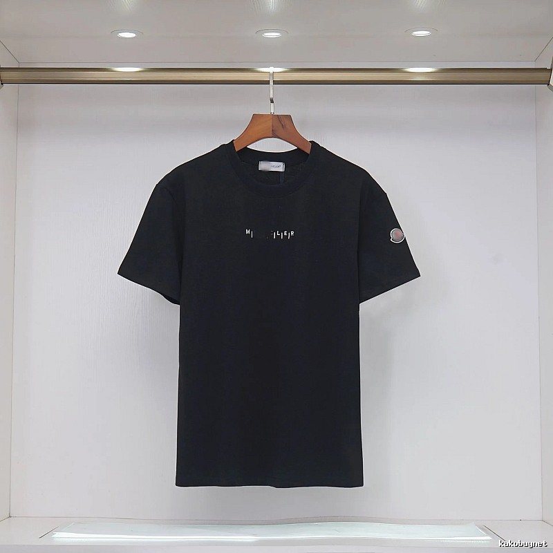 Moncler Letter Print Minimalist Style Black T-Shirt