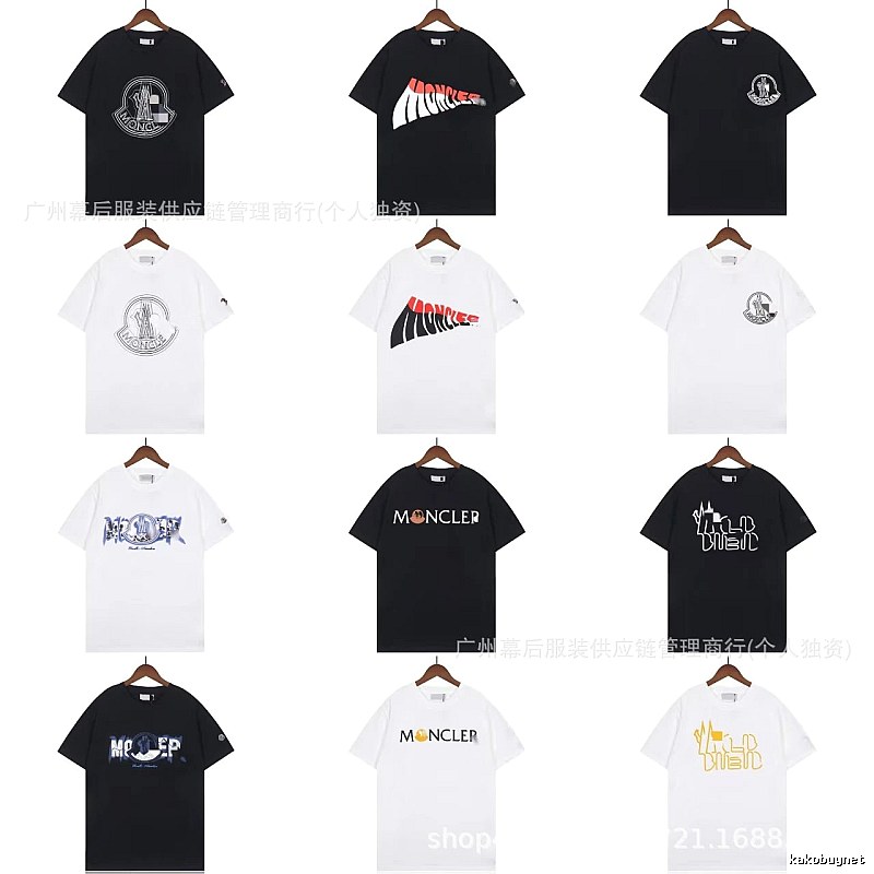Moncler Logo Printed Trendy Black & White Short-Sleeve T-Shirt