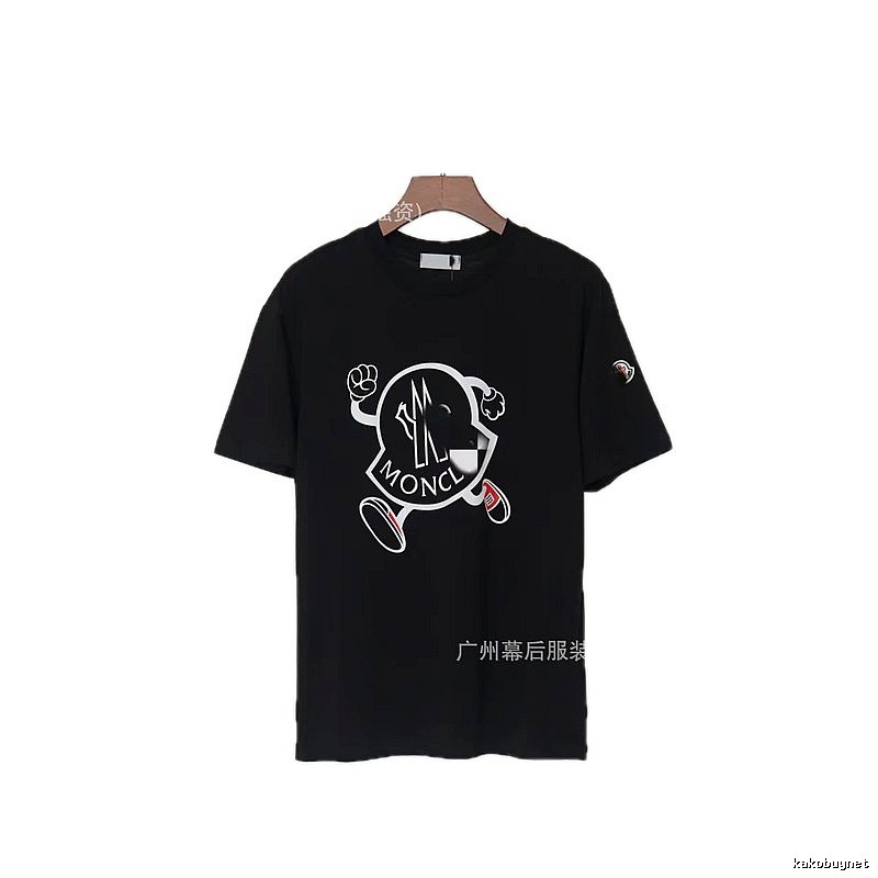 Moncler Trendy Black Cartoon Print Short-sleeved T-shirt