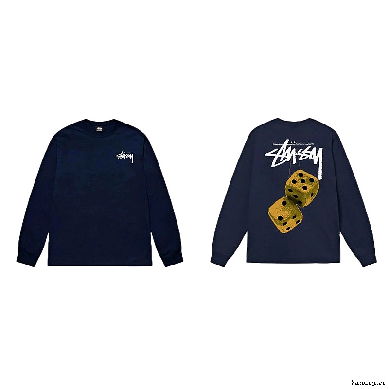 Navy long-sleeved shirt with Stussy dice print