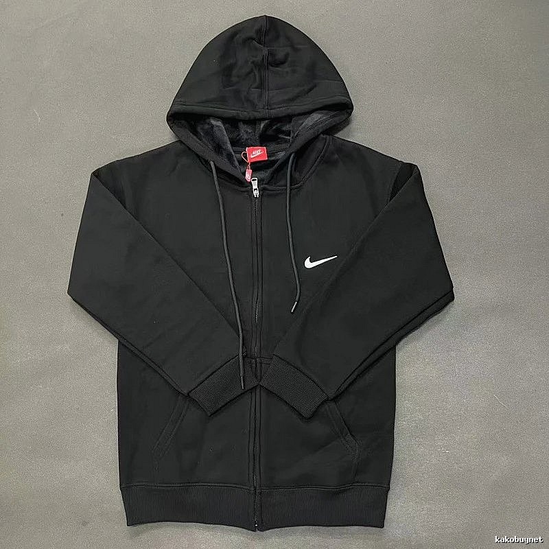 Nike Zip-Front Design Black Zip Hoodie Streetwear Look Swoosh